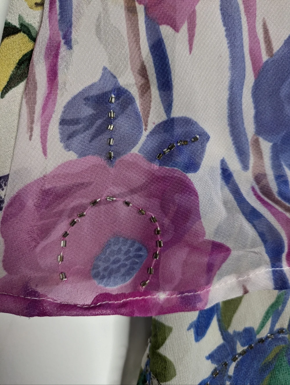 Sacred Threads Colorful Patchwork Floral Chiffon Layered Skirt L - Picture 4 of 8